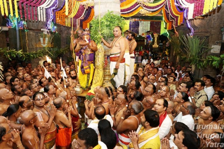 Dwajarohanam during Brahmotsavam Tirumala