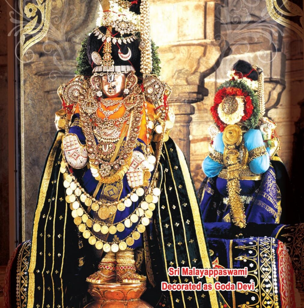 Sri MalyappaSwamy Decorated as Goda Devi - Govindaraja Swamy Temple