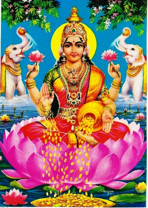 Lakshmi in Red Lotus