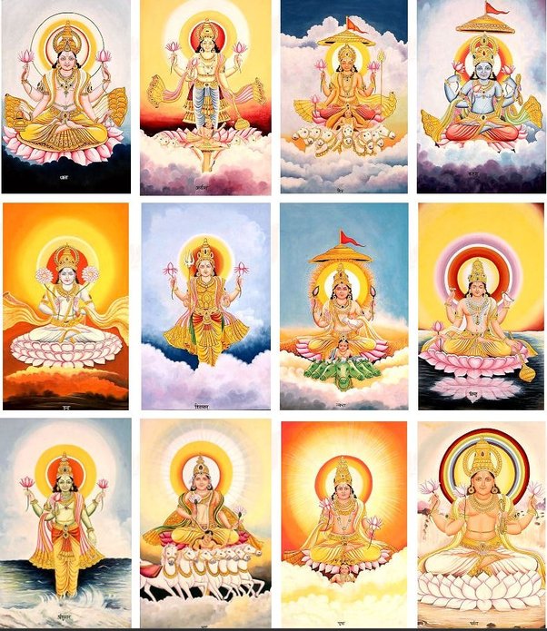 Dwadasha Adityas (12 Sun Gods)